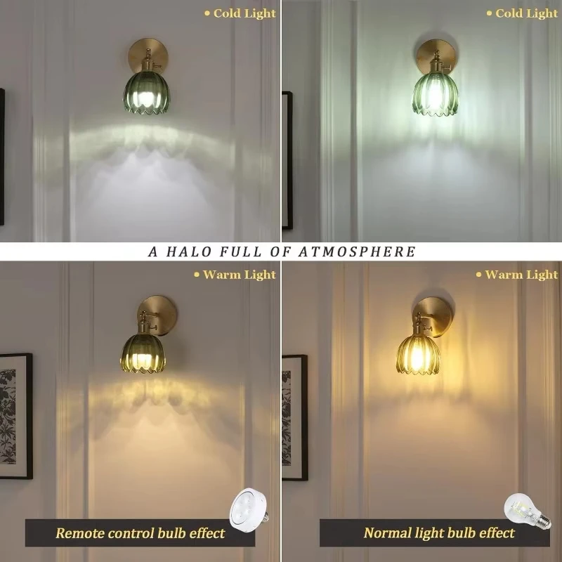Vintage Green Tulip Glass Wall Lamp Shade Living Room Bedroom Door Lamp Bedside Lights