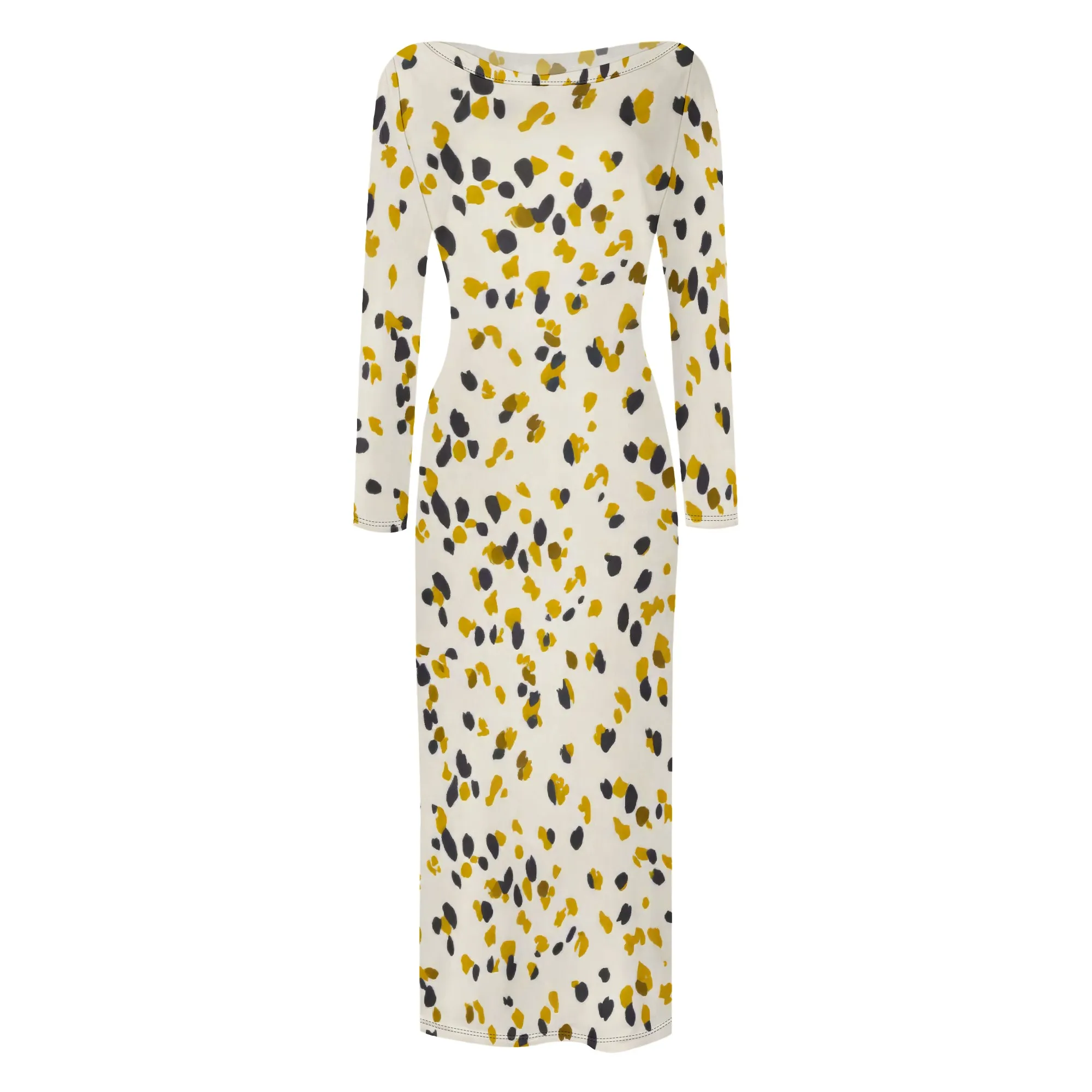 ผู้หญิงBodycon Maxiชุดฤดูใบไม้ร่วงฤดูใบไม้ผลิแฟชั่นแขนยาวพิมพ์ลายดอกไม้กระชับParty Club Ruched Dresses