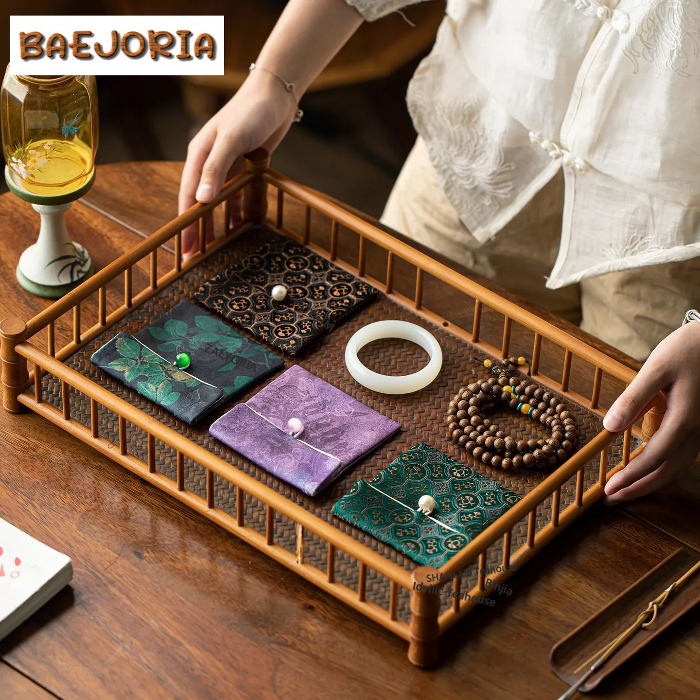 BAEJORIA Square Jewelry Tea Cozies Zen Hoppocket Te Tikonf Tea Cozy For Teapot Hand Bag Travel Tea Set Bag Teaset Decoration