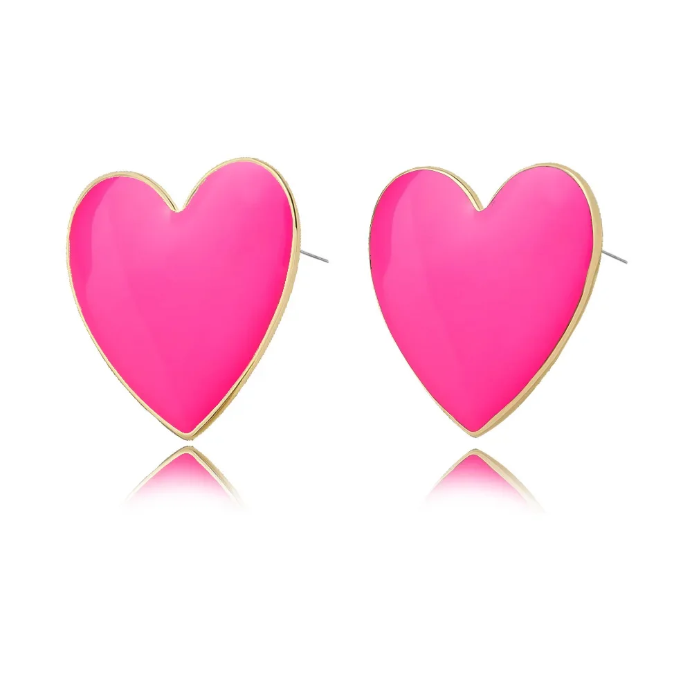 2023 New Fashion Silver Color Black Heart Stud Earrings for Women Jewelry Brincos