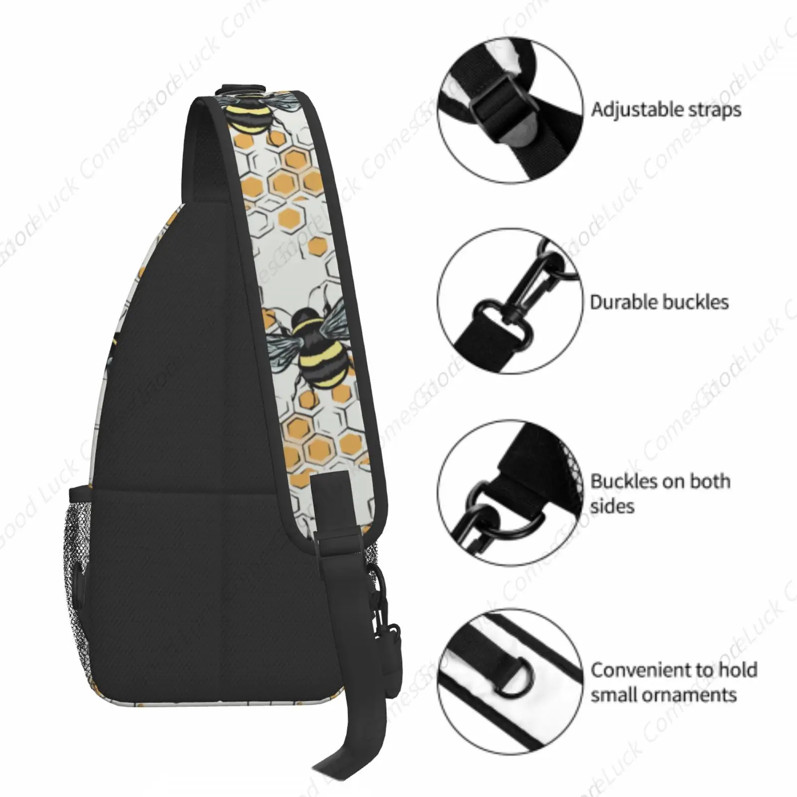 Bee และ Honeycomb กระเป๋าสะพายข้างอินเทรนด์สลิงกระเป๋าเป้สะพายหลังกระเป๋าสะพายยิมขี่จักรยานท่องเที่ยวเดินป่า