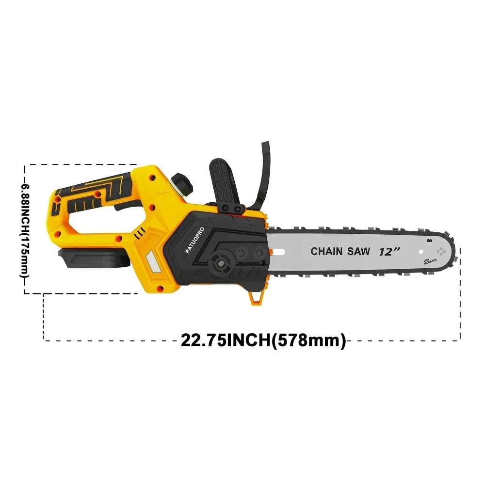 12 Inch Cordless Brushless Chainsaw Battery Power Chain Saw Electric Saw Woodworking Cutting Power Tool fit Makita 18V Battery