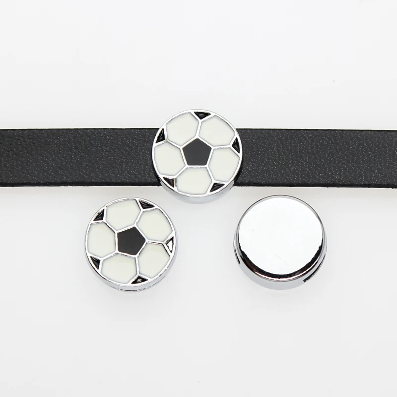 

50PC/lot Hole 8MM soccer Slide Charm sport diy charms alloy accessory Fit For 8mm Bracelet wristband Jewelrys Making