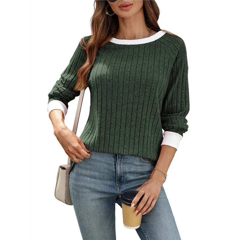 

ABRT-рубашки с длинными рукавами для женщин, туники с круглым вырезом, топы, повседневные пуловеры, свитера, модная осенняя модная одежда