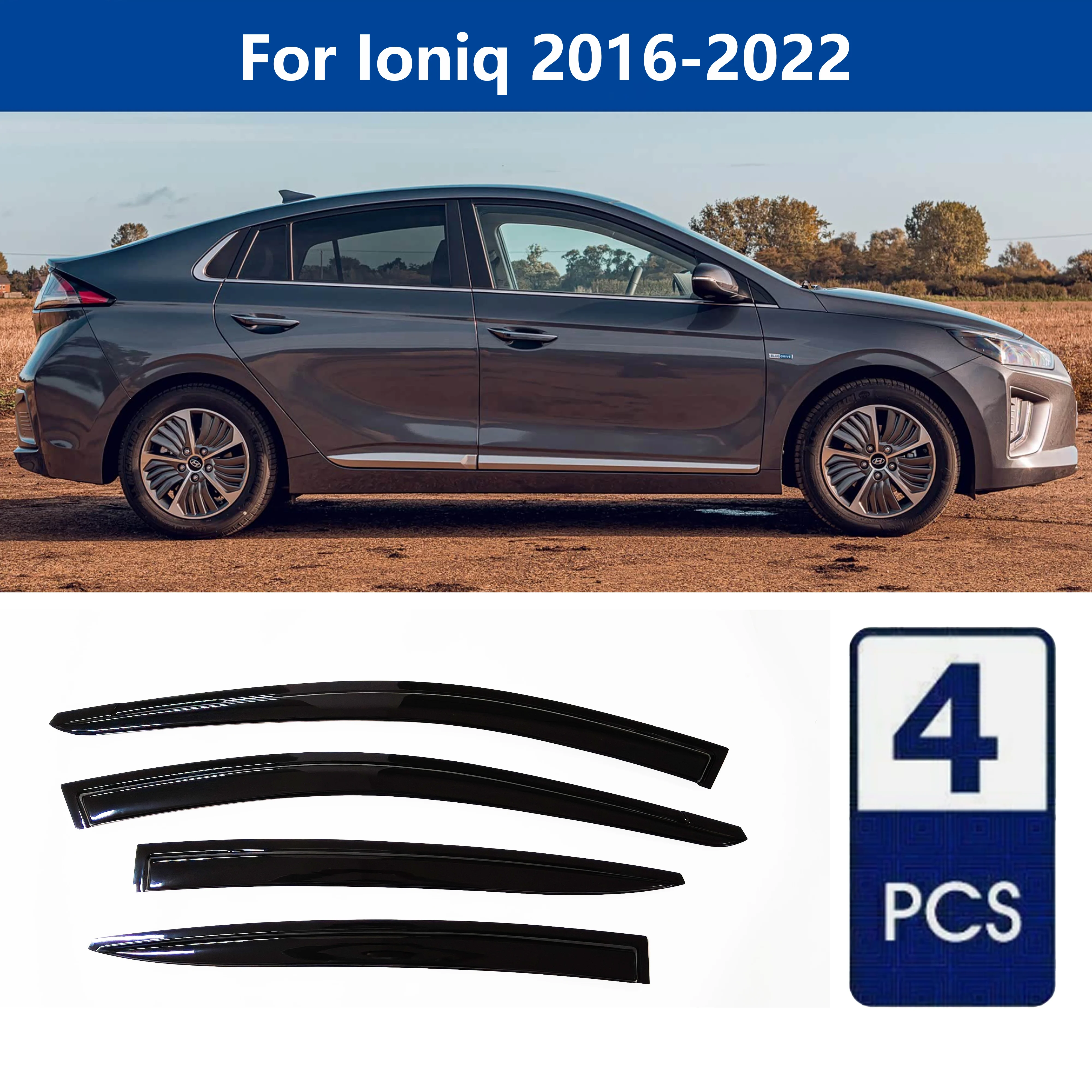 

AIBAP High-Quality 4pcs 1.8mm Car Windows Visor For Ioniq 2017-2022 window visors rain guards rain guard Sun Rain Visors