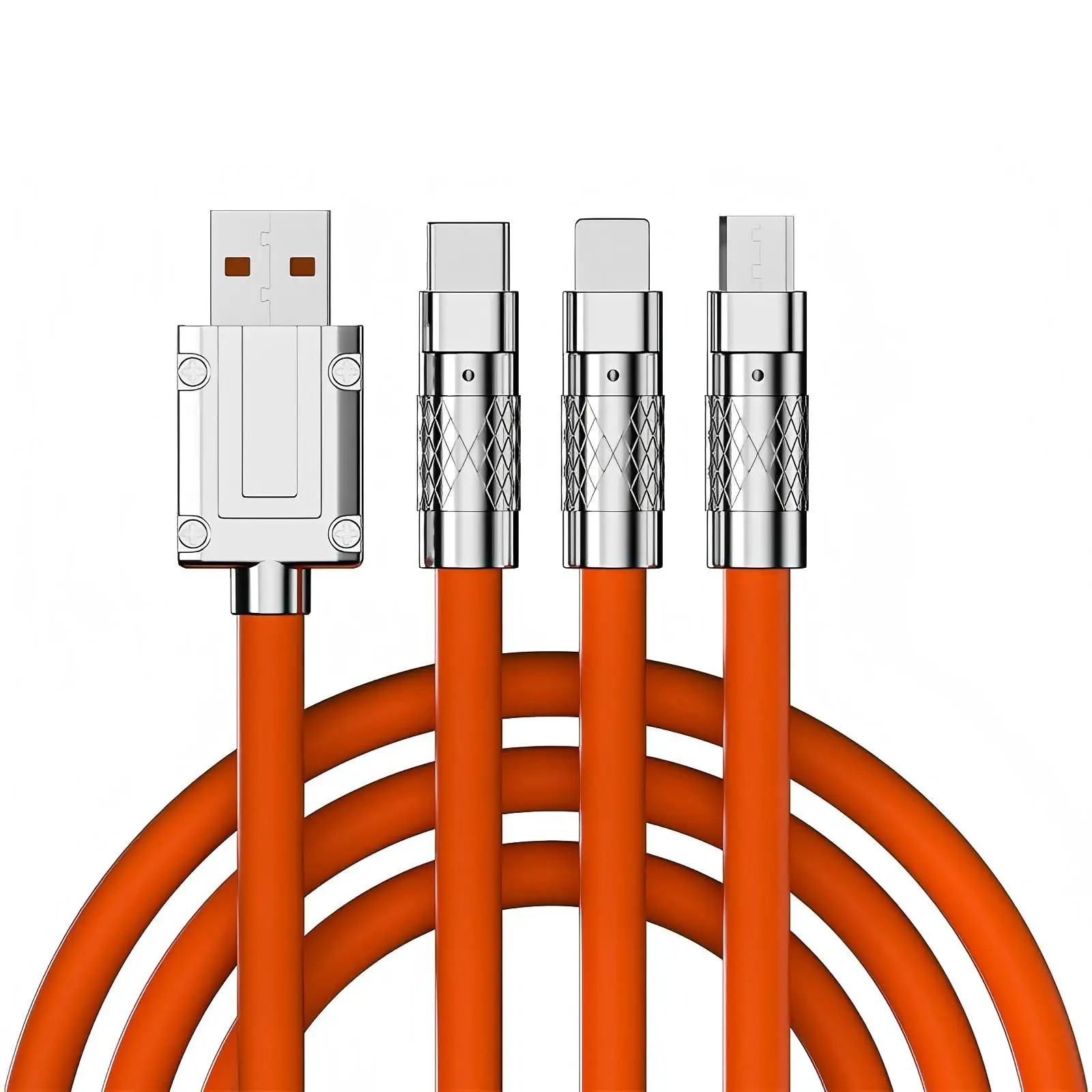3 In 1 120W Fast Charging Cable Cord For iPhone Huawei poco 6A USB Type C Charger Data Cable Multi Port Micro Usb Charging Wire