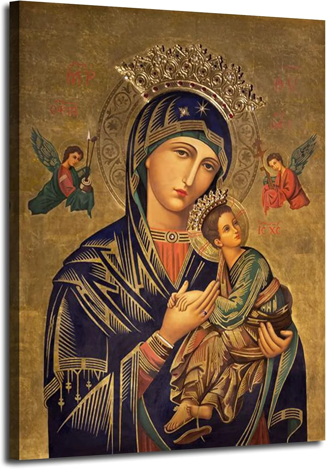 Russian Orthodox Icon Picture Our Lady of Perpetual Help Wall Decor Mother Mary Icon Wall Art mary and Jesus Poster Mary Reli