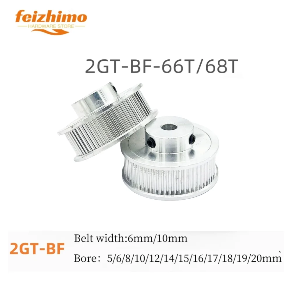 

3D Printer Parts GT2 Timing Pulley 2GT 66T/68T Tooth Teeth Bore 5/6/8/10/12/14/15/16-20mm Synchronous Wheels Width 6mm/10mm Belt