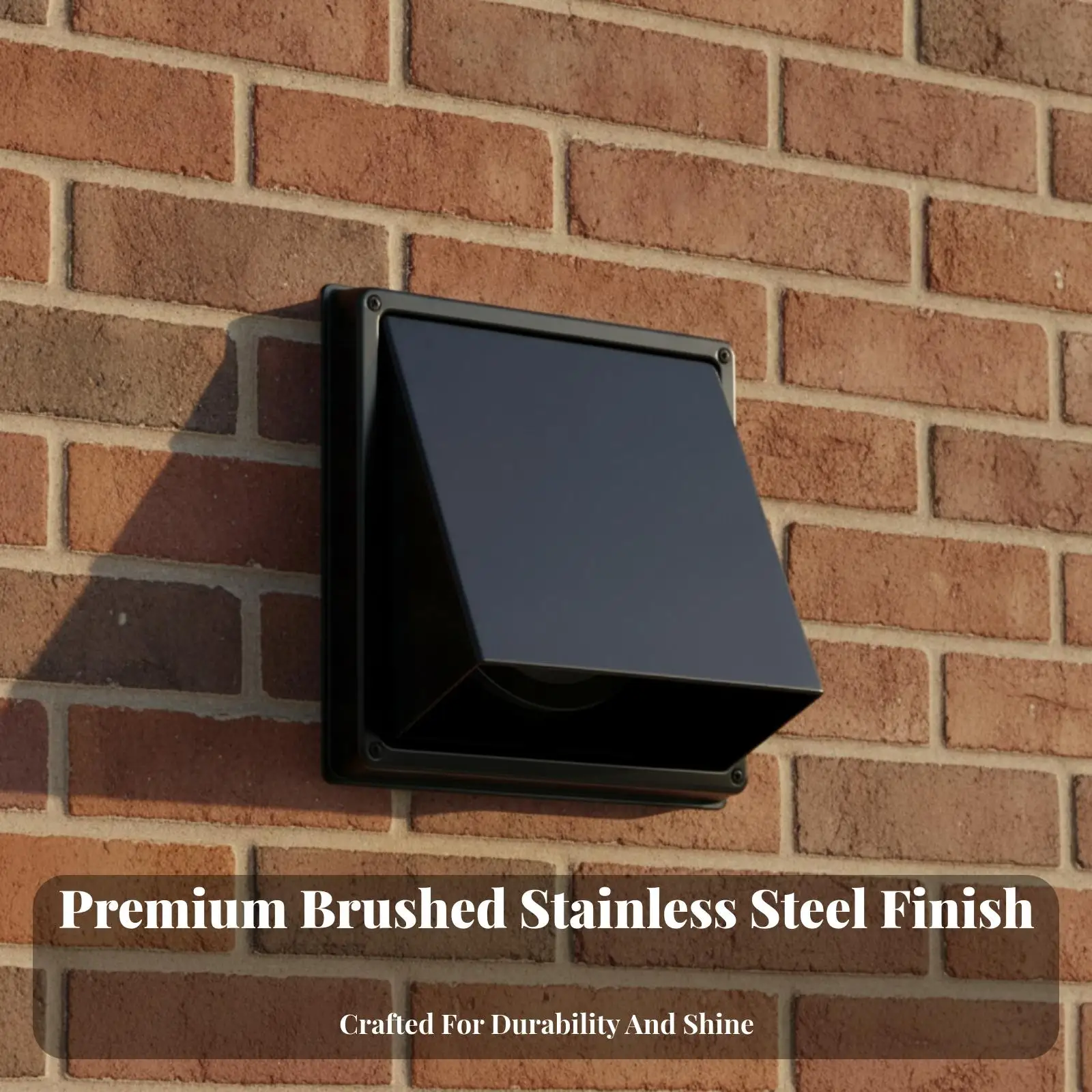 Square Black Metal Wall Vent Cap for Dryer Exhaust Hood 125mm Outlet with Damper and Foam Seal for Weather Protection