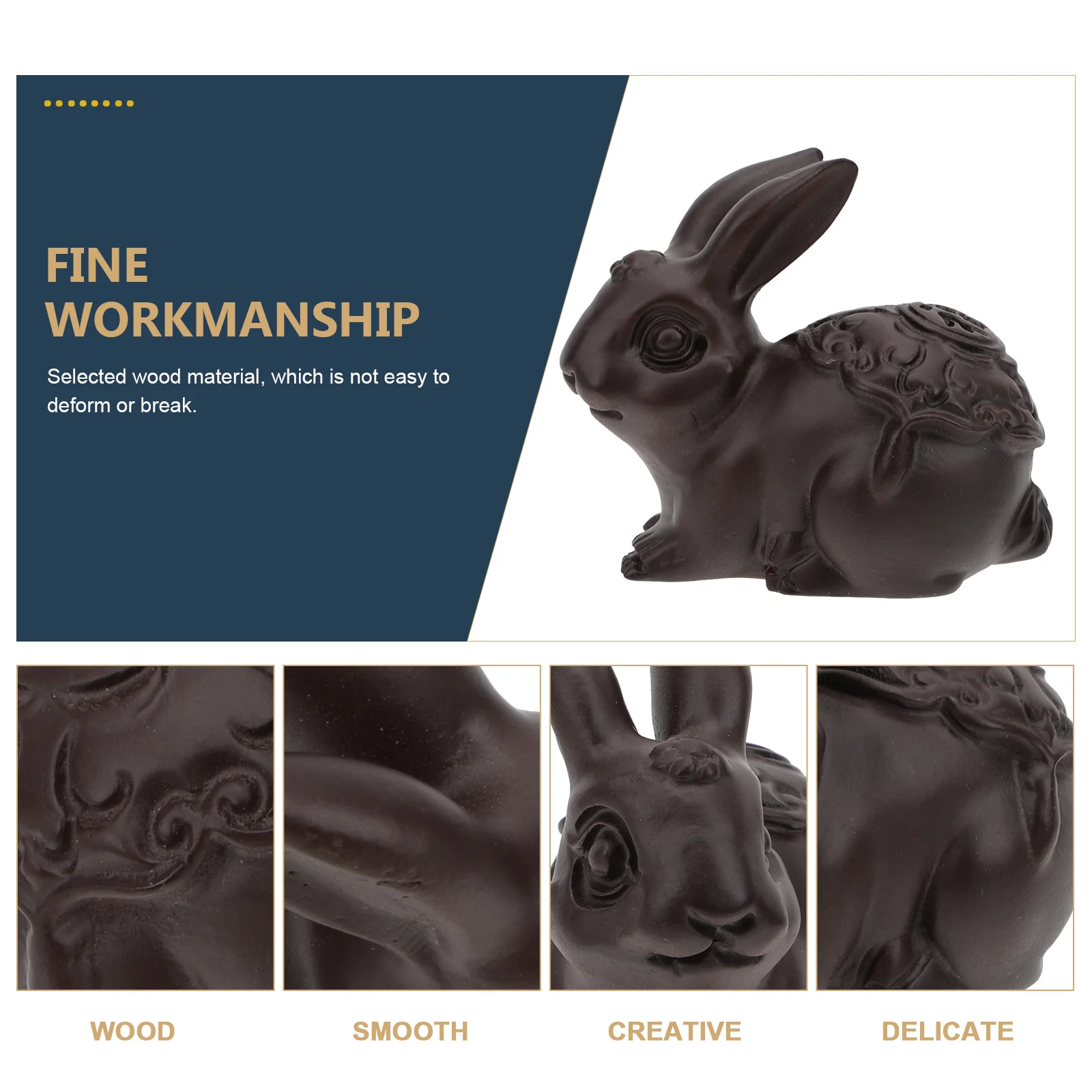 

Carving Pc Animal Statue for Carved Home Zodiac Adorn Office Wood Rabbit Rabbit Decor Decor Wood Craft Gift Idea