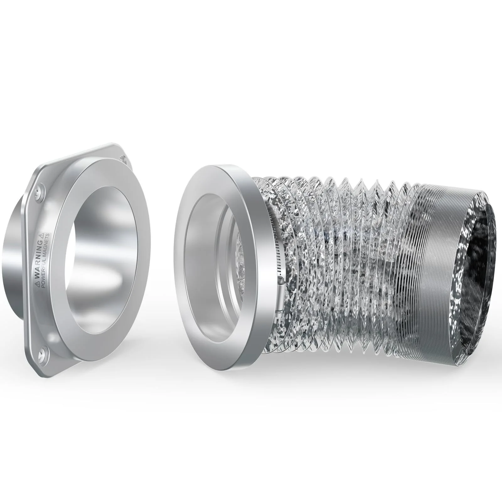 4in Magnetic Dryer Vent Connector Kit Stainless Steel Quick Connect Coupler with Aluminum Foil Hose and Reducer