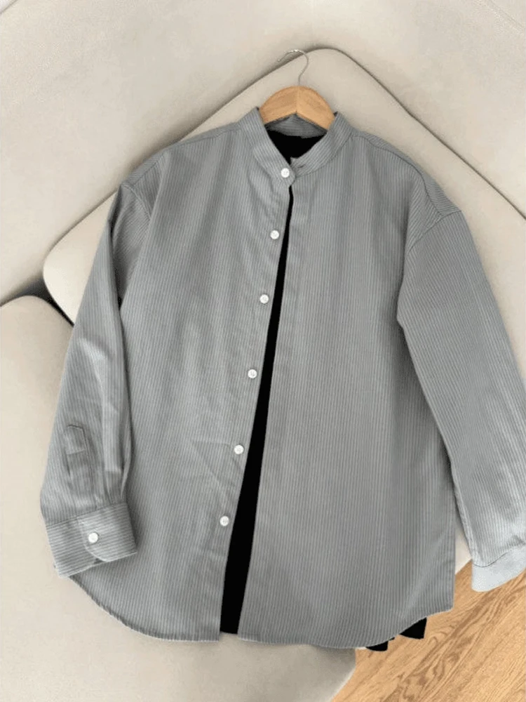 

Cleanfit винтажная полосатая мужская одежда с воротником-стойкой irt, свободная повседневная многослойная верхняя одежда на весну и осень, длинный све