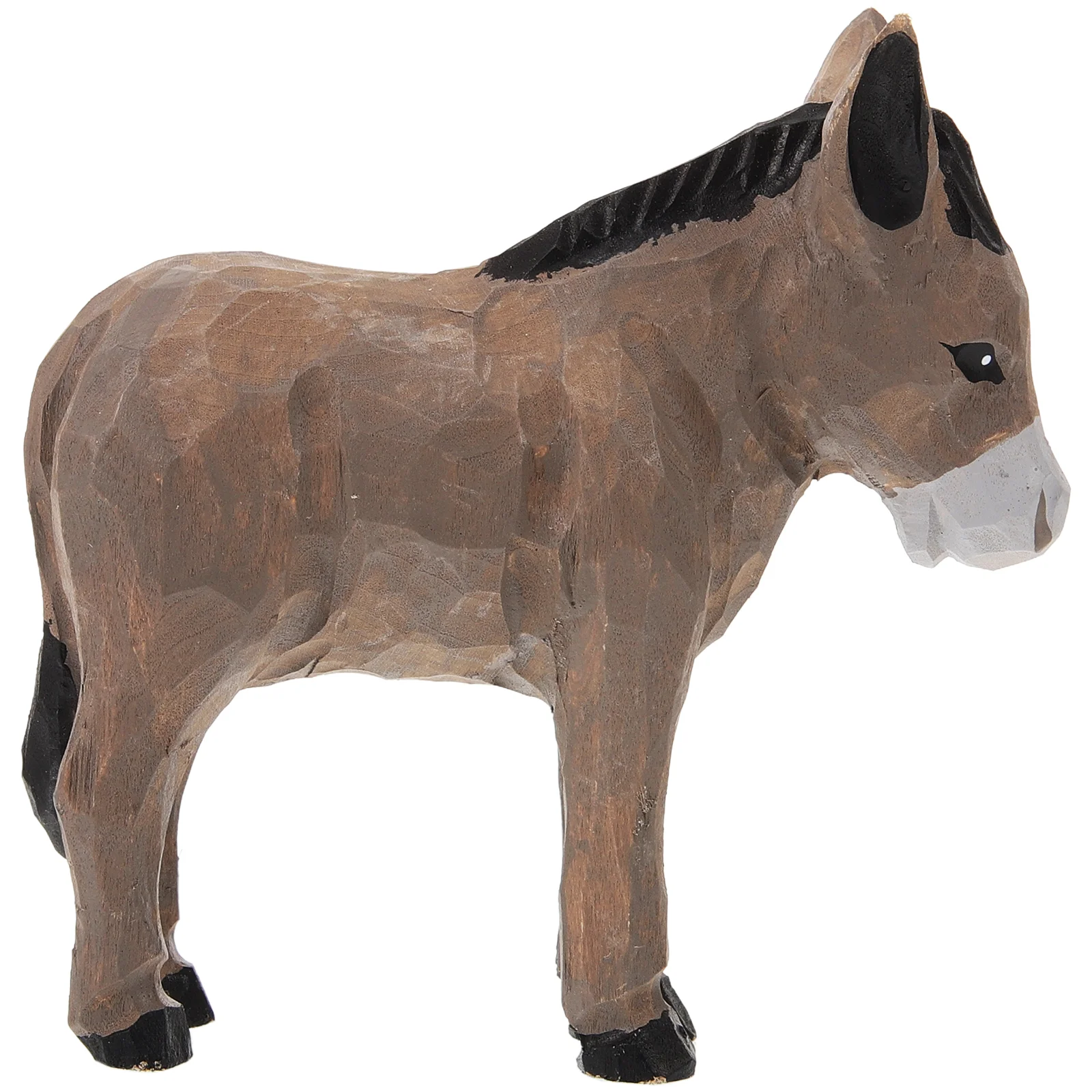 

Wooden Carved Donkey Sculpture Desktop Handcrafted Wood Carved Small Donkey Figurine Wood Donkey Statue