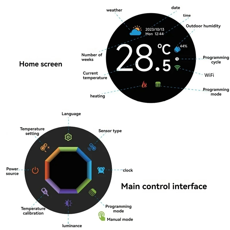 Wifi Smart Knob Thermostat Floor Heating Water Gas Boiler Home Room Programmable Temperature Controller