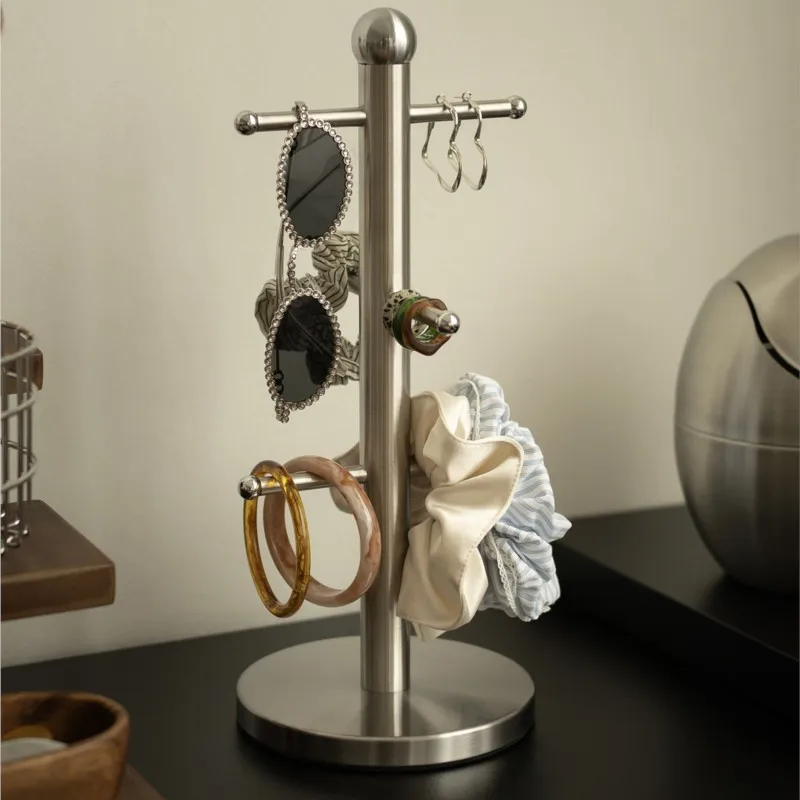 MOMO Jewelry Rack Stainless Steel Desktop Hair Hoop Necklace Hanging Rack Dressing Table Small Items Storage Rack