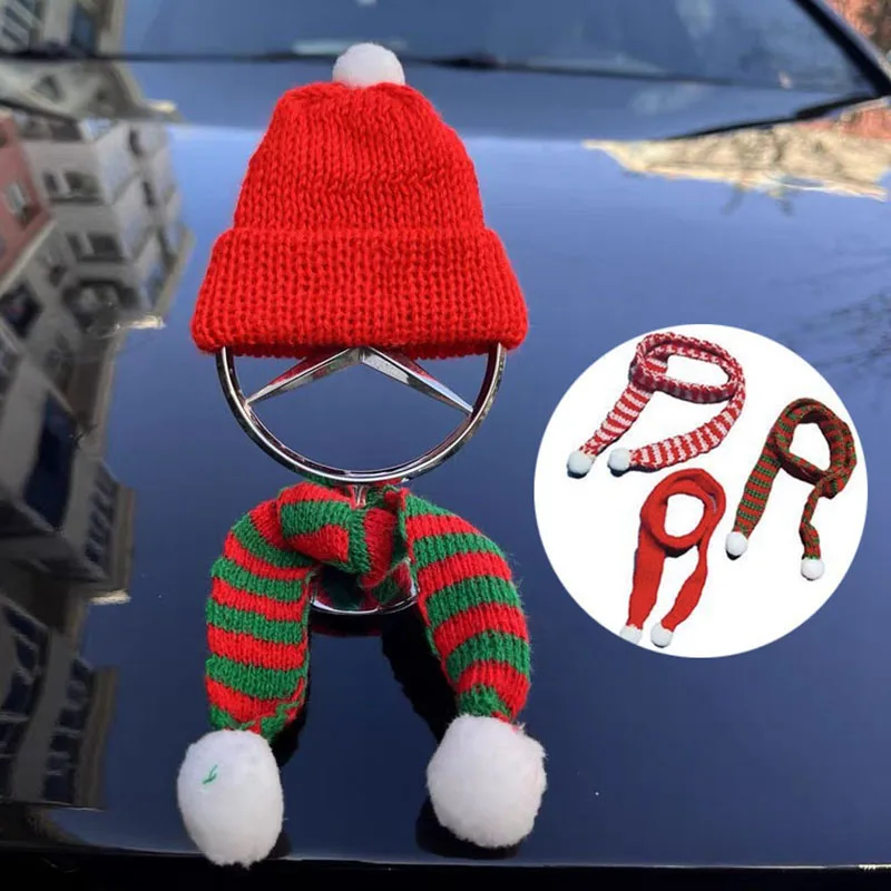 Hand Knitted Mini Scarf Festive Decoration Christmas Hat For Mercedes Benz W203 W204 W205 W210 W211 W212 W213 W214 W220