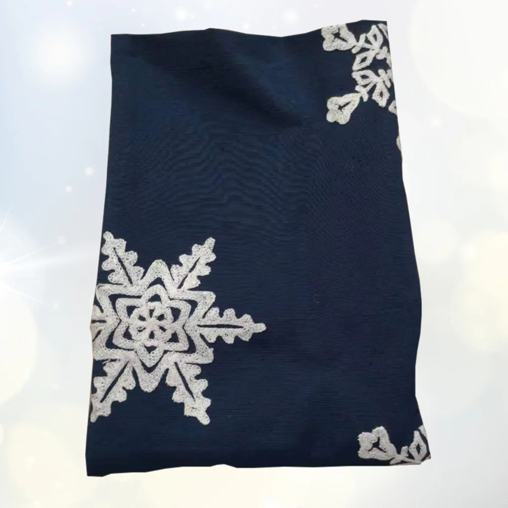 

Christmas Cloth 90X90 Blue Snowflake Design Premium Cotton For Dining Tea Table Decoration Household Embroidery Table Cover