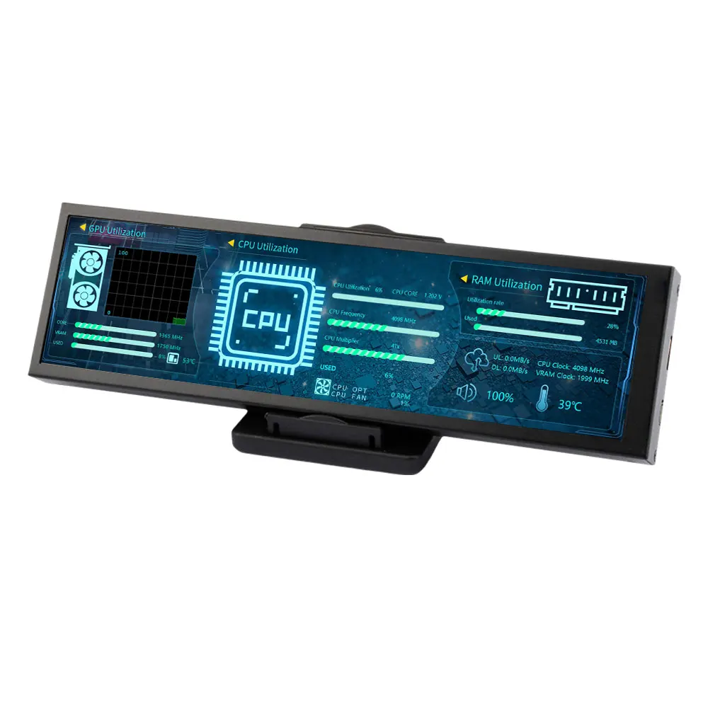 Imagem -04 - Tela Lcd Long Strip 1920x480 Hd-mi Placa Motorista Monitor Secundário Aida64 Sub Display Cpu Gpu Informações Ssd 88