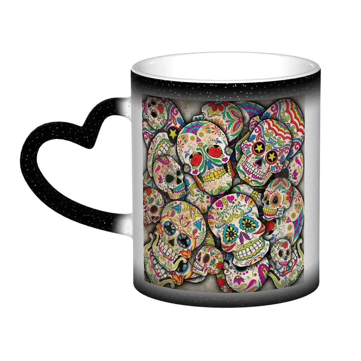 

Кружка с колажем сахарных черепов, забавная керамическая чашка для кофе, чая, молока, посуда для напитков, подарок для друзей