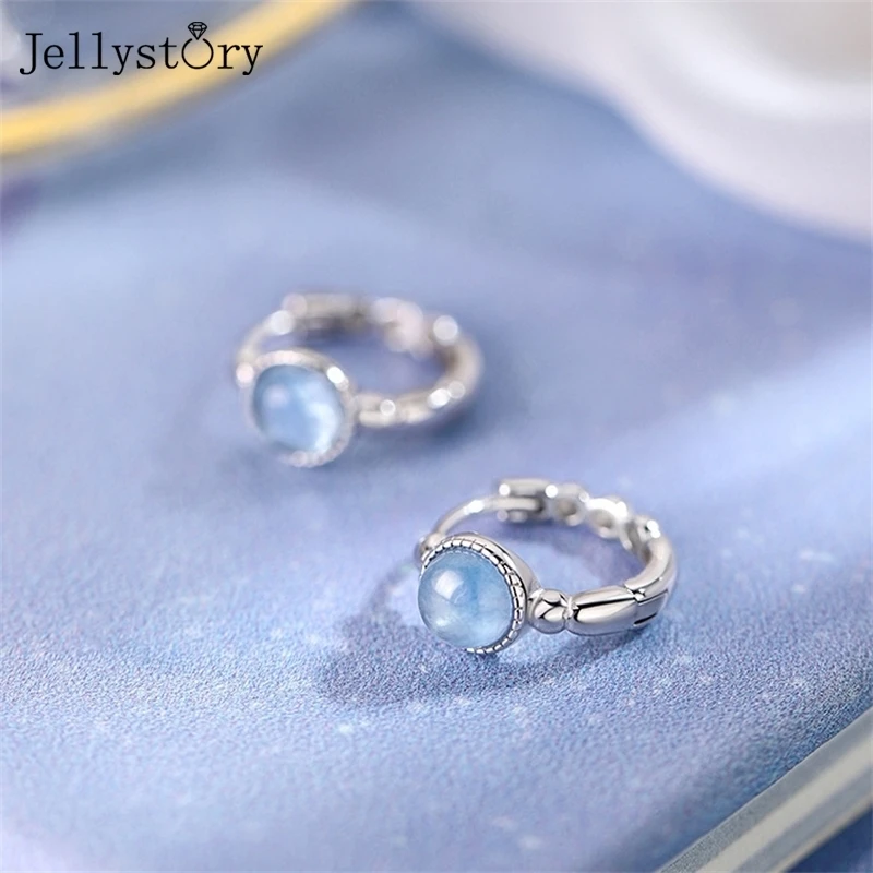 

Серьги JellyStory Aquamarine, элегантный шикарный подарок на День святого Валентина, серебряные клипсы S925, изысканные украшения для нее