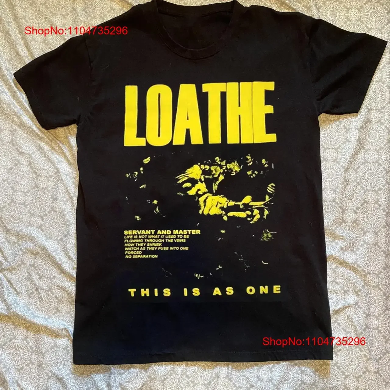 Rare Loathe Band This Is As One  Black T Shirt OM490 vintage Washed streetwear Top For Everyday Wear Casual Breathable