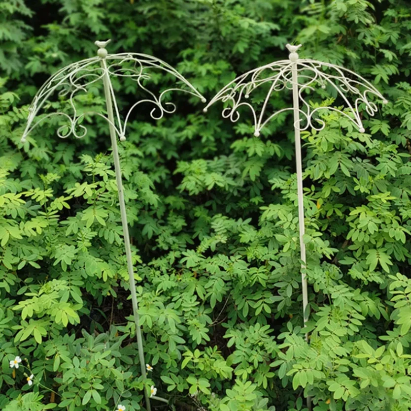 

Iron Umbrella Climbing Vine Flower Frame Bird Shaped Ground Insertion Crafts Courtyard Balcony Bonsai Rose Climbing Rack Decor