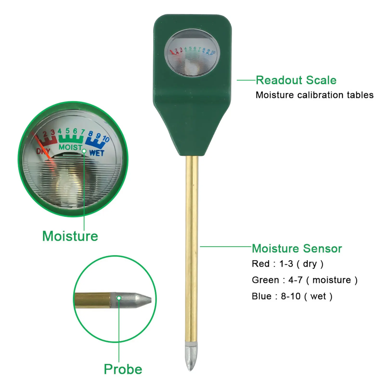 1 Pcs Soil Moisture Sensor Portable Hygrometer Tester Detection Garden Flower Plant Indoor Potted Soil Analyzer Detector Tool