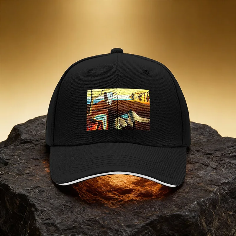 Surreal Melting Clock Art Hat, Unisex Printed Baseball Cap Sandwich Brim Snapback Sports Cap, Suitable for Daily Commuti