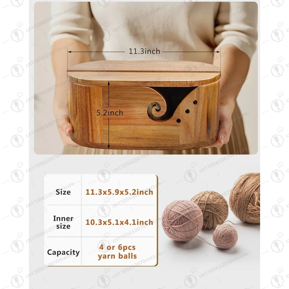 Ciotola ovale per filato di legno con 9 ganci per maglieria, guida per filato liscio antirollio dal design unico, regalo perfetto per maglieria all'uncinetto