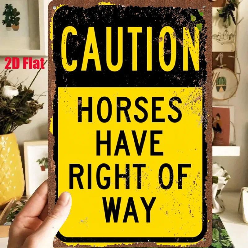 2D Flat - 1pc of 2D Flat Metal Sign, Measuring 20.32X30.48 cm Or 20X30 Centimeters, Featuring a Vintage Design That Reads 'Cauti