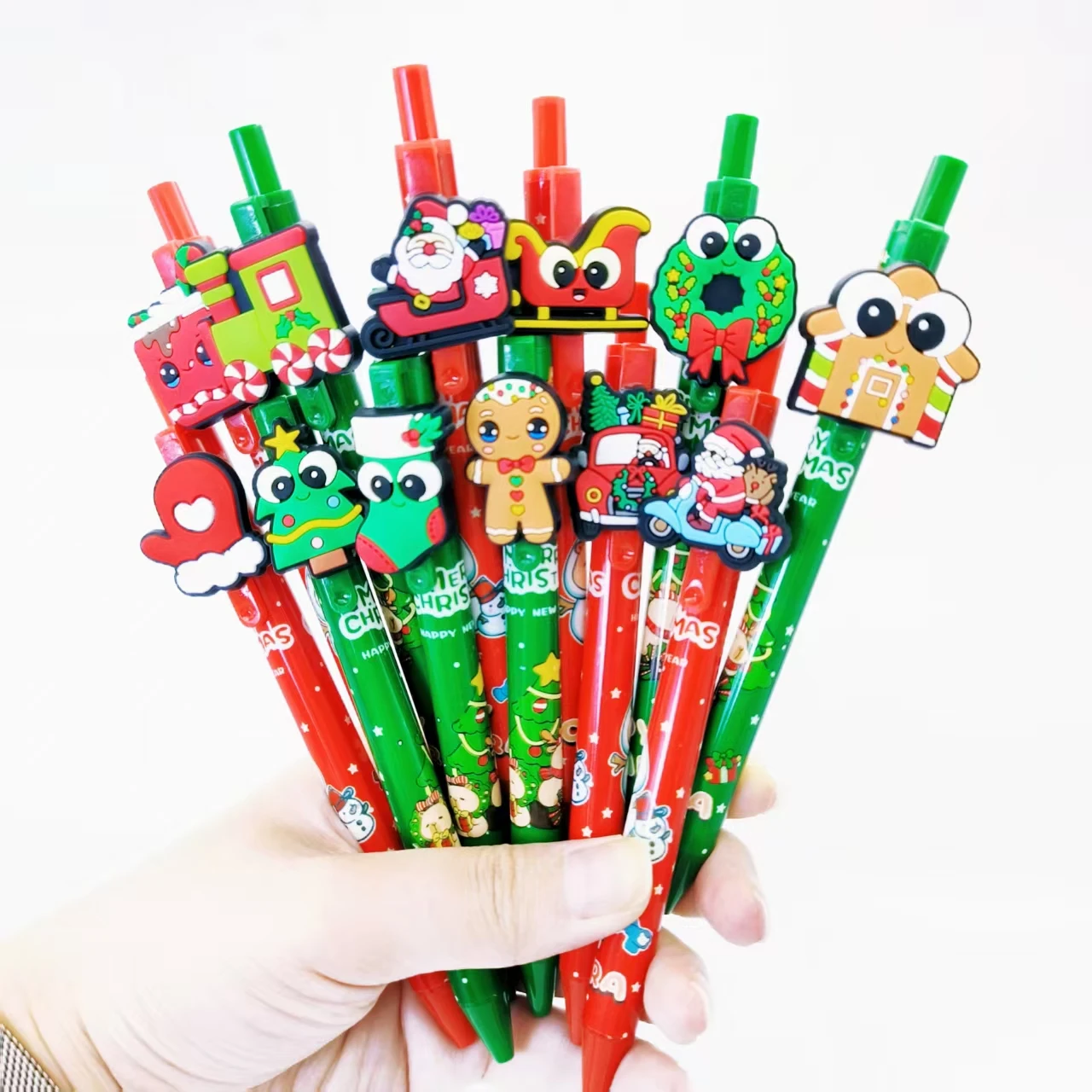 

14/28pcs Christmas Fun Elements Surface mount Ballpoint Pen Daily Office Scalable Ballpoint Pen Holiday Gifts Stationery