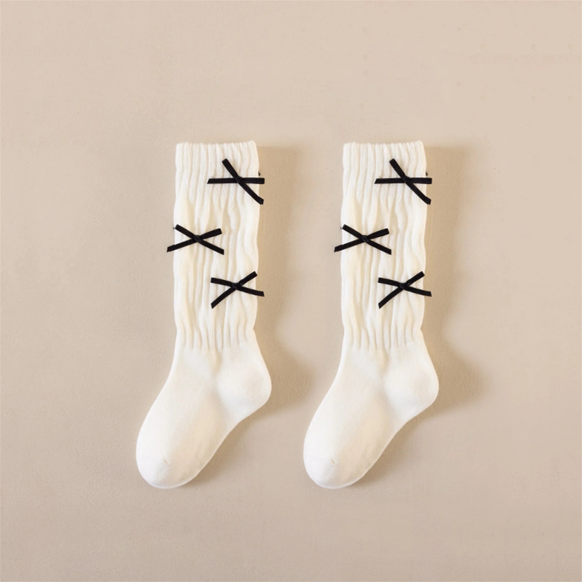 جوارب رائعة للفتيات الرضع مع تفاصيل شريطية للخريف والشتاء، جوارب متماسكة عصرية