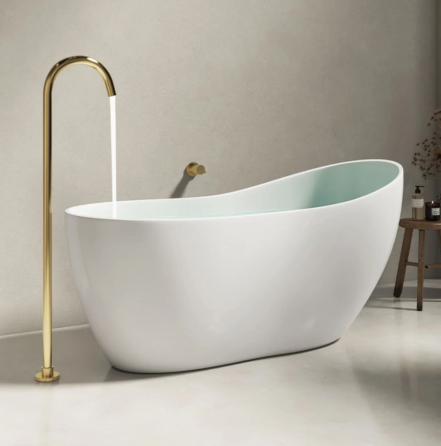Independent thin-edged design, large empty B&B hotel, 1.38-meter small bathtub