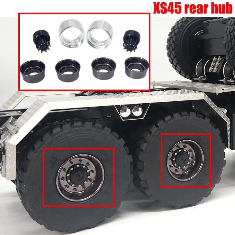 

The XS45 Rear Hub Can Be Matched with Tires for 1/14 Tamiya RC Truck Trailer Tipper Scania 770s Benz Actros Volvo MAN DIY Parts