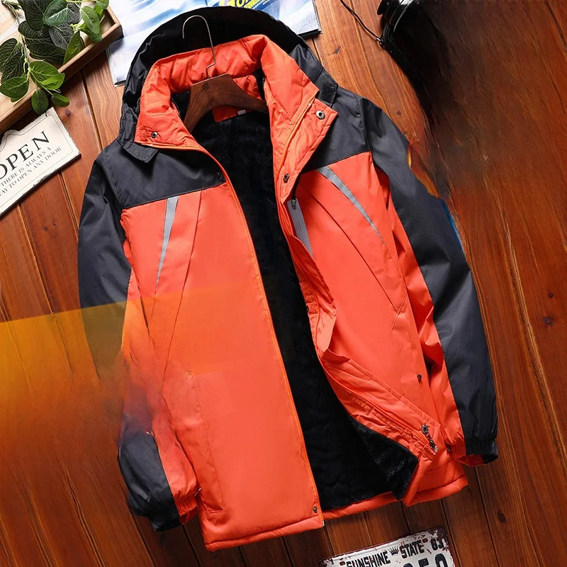 

Зимняя утепленная хлопковая куртка на флисовой подкладке для мужчин, рабочая одежда, теплая верхняя одежда большого размера, износостойкое стеганое пальто M