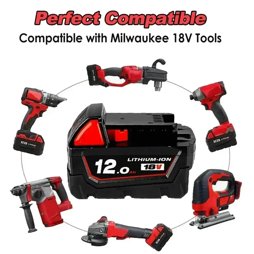 6000mAH/12000mAH para Milwaukee M18 18V reemplazo para batería de iones de litio Milwaukee M18B5 XC 48-11-1815 2604-20 48-11-1850