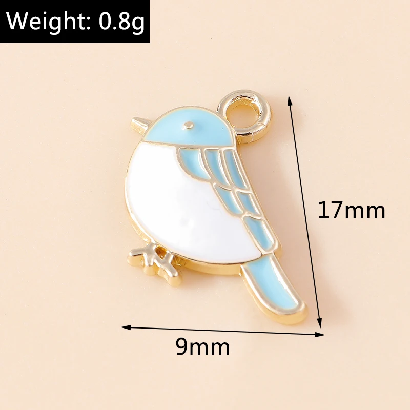 20pcs 9x17mm Cartoon Enamel Animal Bird Charms Pendants for Jewelry Making Drop Earrings Necklaces Bracelets DIY Crafts Supplies