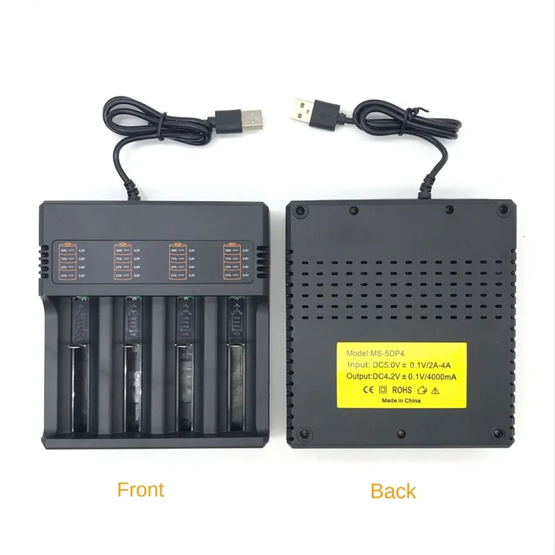 1 Stück Lithium-Batterie-Ladegerät, universeller Akku, USB-Ladegerät, intelligentes Ladegerät, 4 Steckplätze für wiederaufladbare Batterie