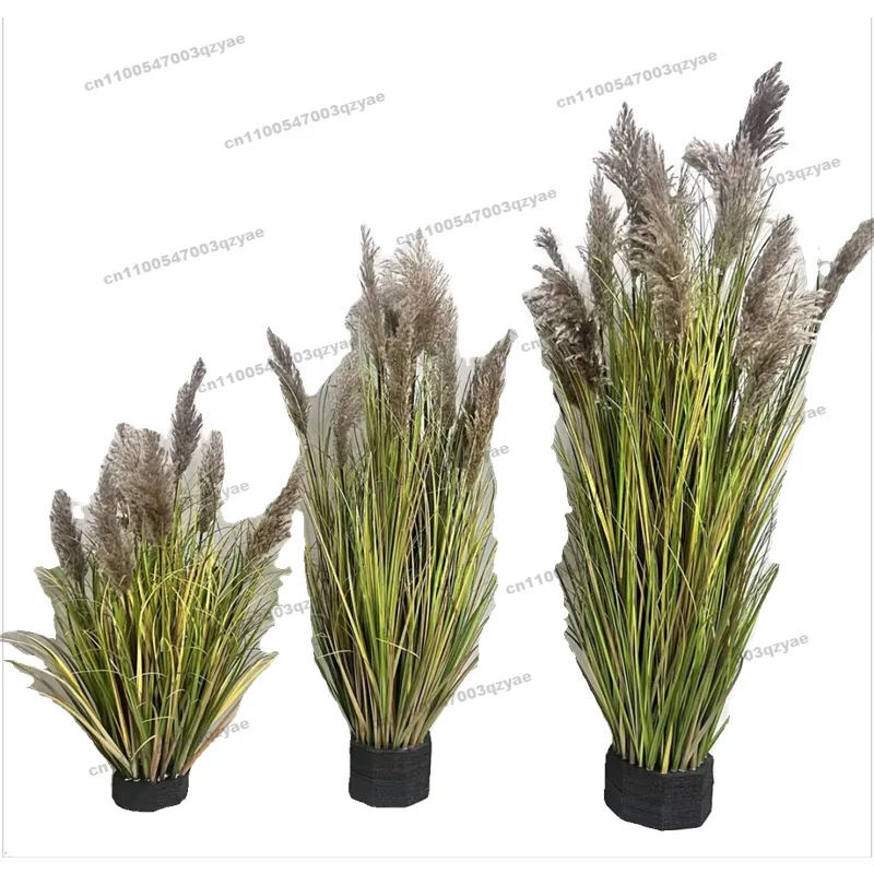 Reed Grass Simulated Flower Panda Reed False Flower Green Plant Potted Indoor Plants Decoration Dog Tail Grass Artificial Flower