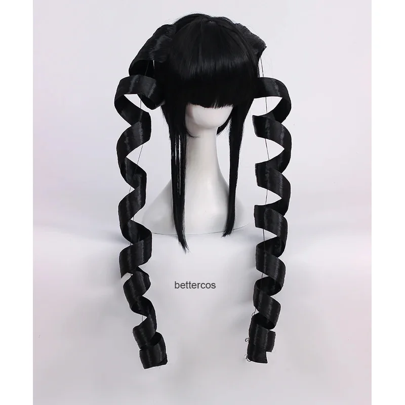 Danganronpa Dangan Ronpa Celestia Ludenberg Cosplay Ludenbeck rollo negro pelo sintético resistente al calor + gorro de peluca 5;c,6's.2;b'8,