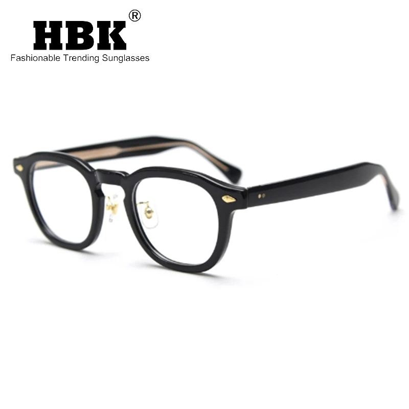 HBK Retro Oval Glasses Frames Transparent Lenses Men High Quality Acetate Frame Glasses Women's Reading Computer Eyewear UV400