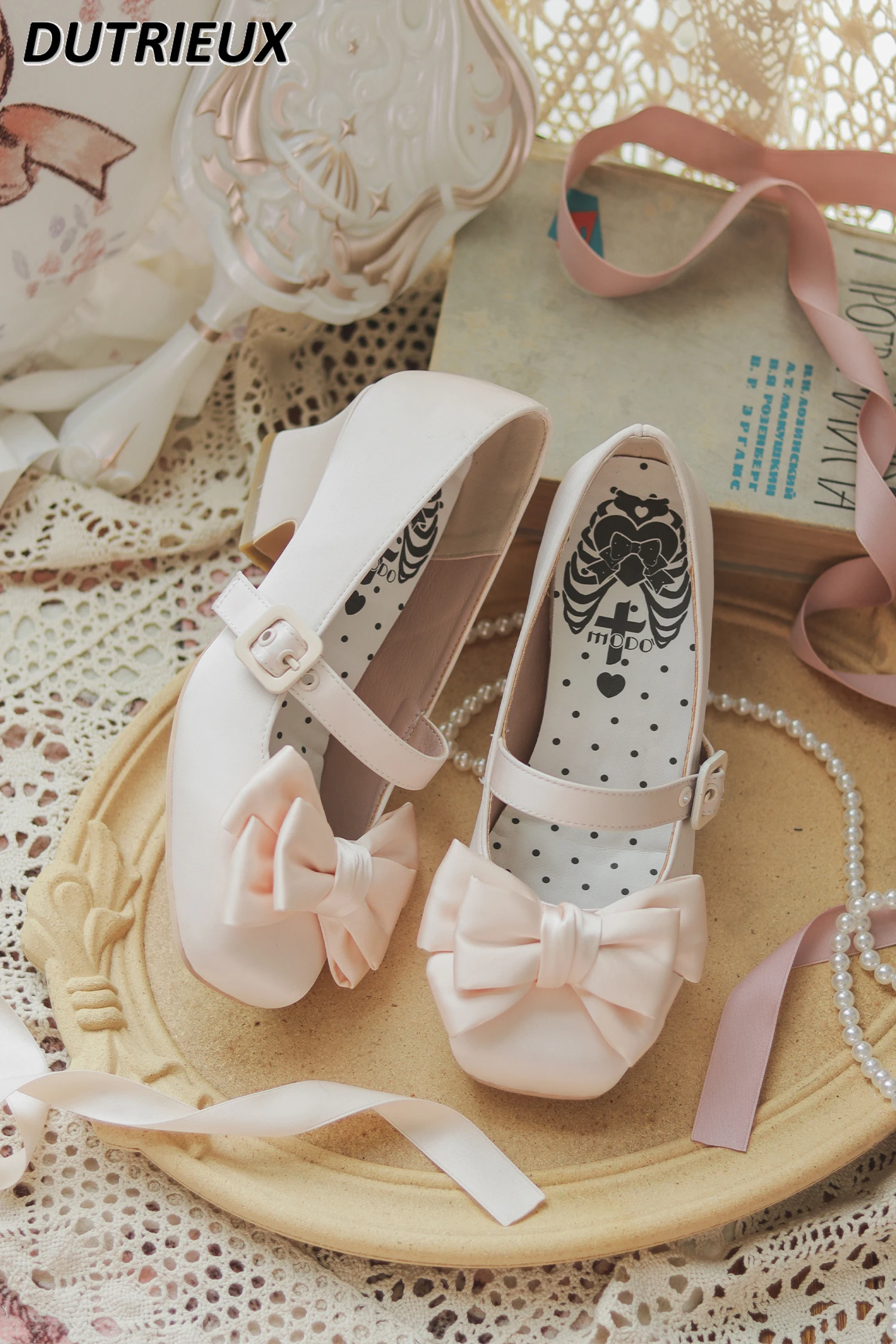 

Ladies High Heels Square Head Summer Autumn Pumps Original Lolita Style Elegant Pumps Femme Sweet Cute Simple Women's Shoes