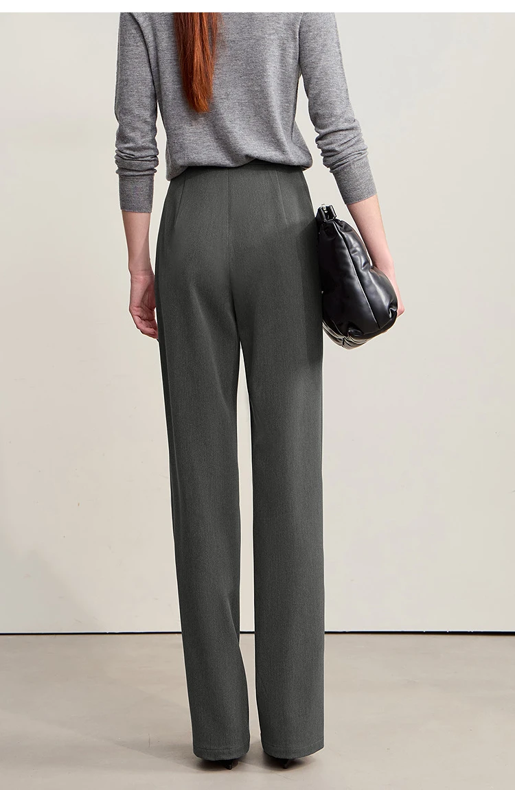 AMII Women Pants 2025 Winter Minimalist Solid Color Commuter Office Ladies Pants Versatile Casual Woven Woman Trousers 12524070