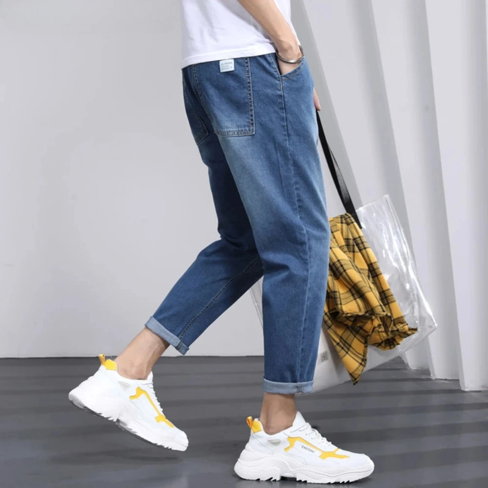 MeMens Jeans Harem Pants Fashion Pockets Desinger Loose fit Baggy Moto Jeans Men Stretch Retro Streetwear Relaxed Trousers man