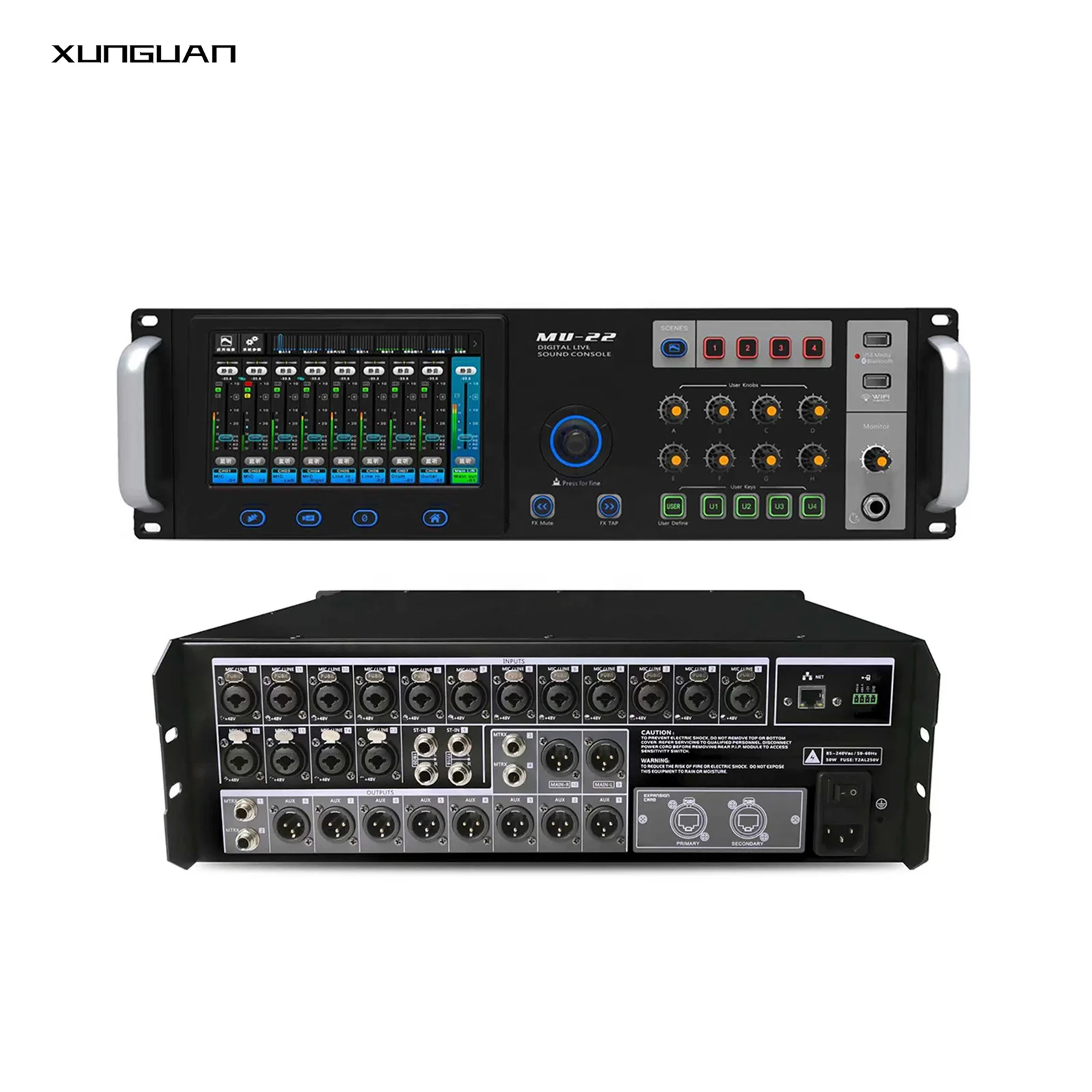 MU-22 Digital Live Sound Console Mixer 22CH Output 18CH Input 48V Audio Interface