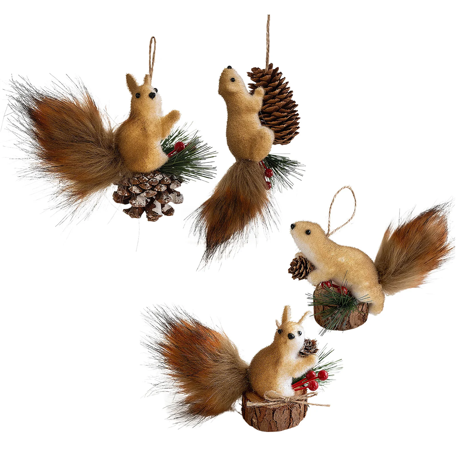 

2Pcs 2025 Christmas Tree Decoration Artificial Fur Squirrel Ornament Hanging Decor for Home Garden and Festive Xmas Tree