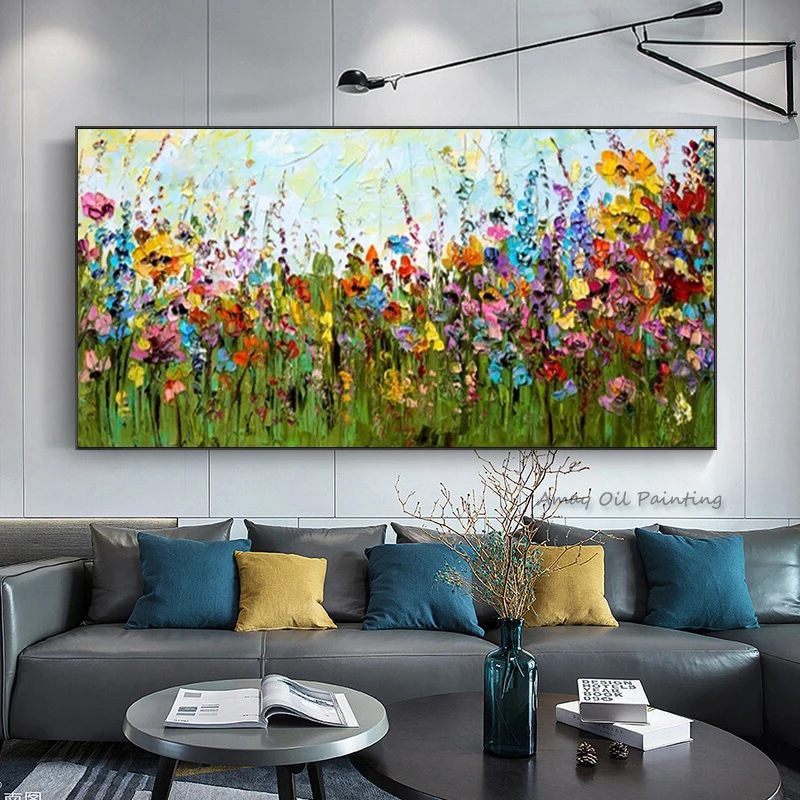 Handpainted Abstract Flowers Oil Painting on Canvas Wall Art Wall For Living Room Bedroom Nordic Art Home Decor