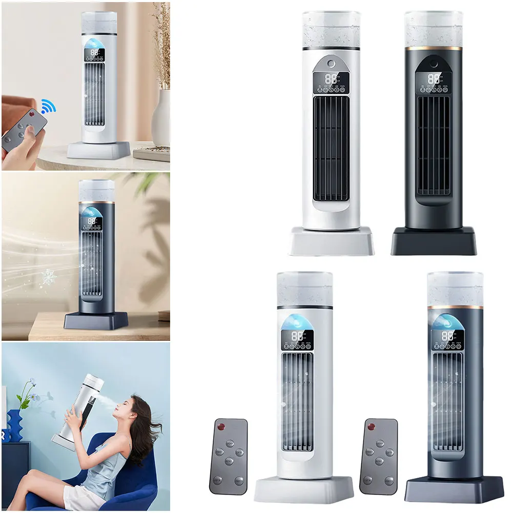 

Tower Вентилятор кондиционера 6-скоростной USB-безлопастной настольный вентилятор 120 ° Охлаждающий вентилятор с качающейся водяной туман для дома, спальни, офиса