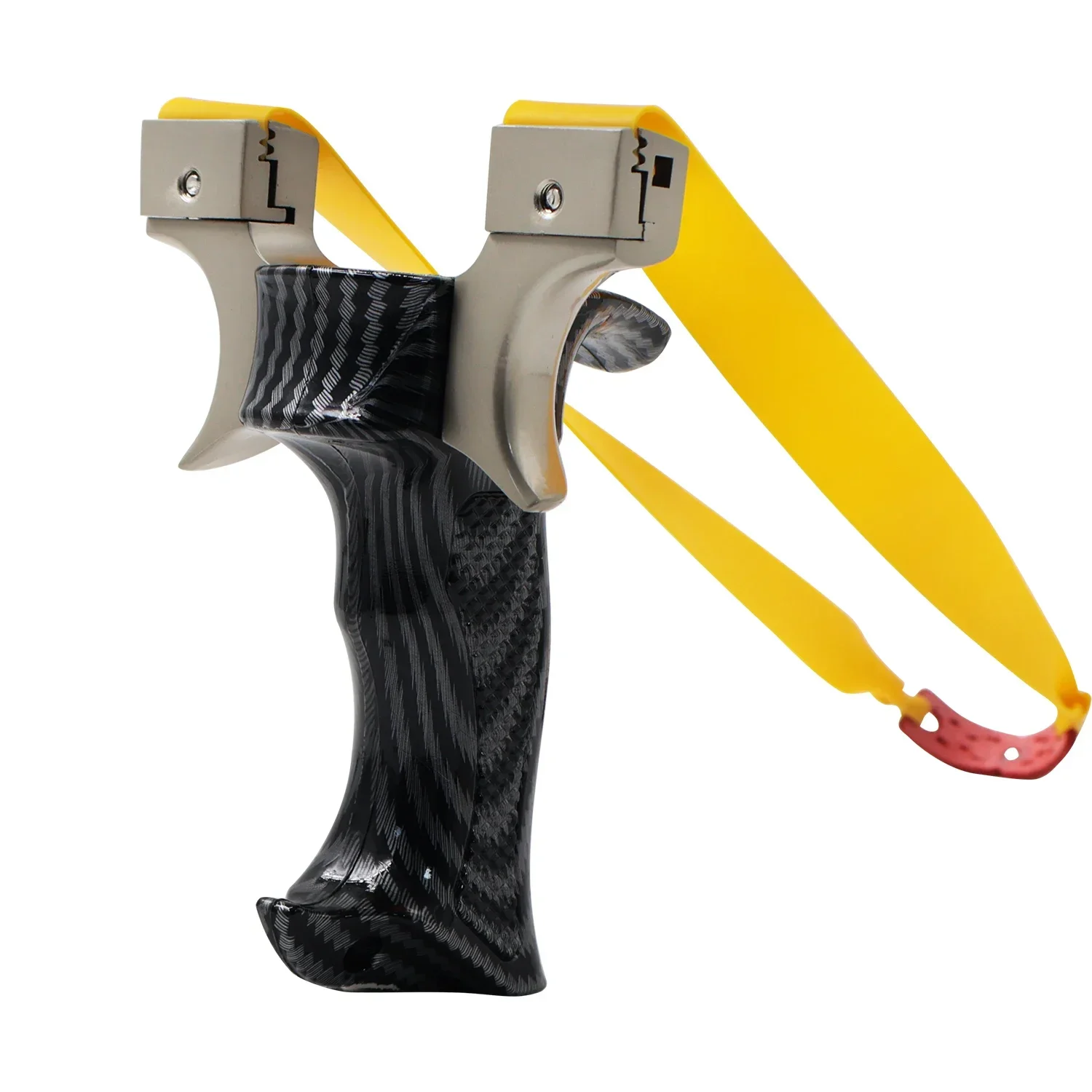 

High-quality Black Checkered Slingshot Aluminum Alloy + Resin Material Non-slip Shooting Precision Hunting OTT Slingshot