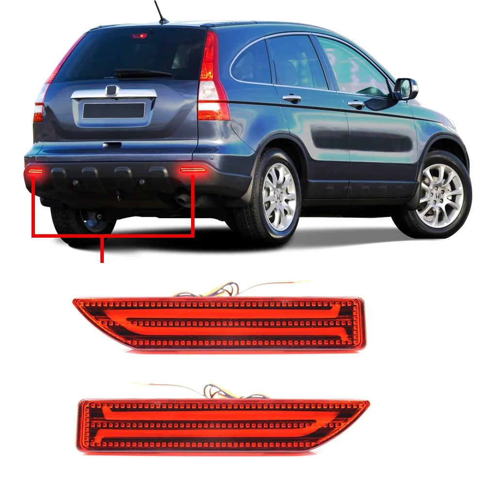 for Honda CRV CR-V 09 CITY 13 2Pcs Car LED Rear Bumper Light Reflector DRL Driving Braking Lights Rear Fog Lamp 12V Daylights